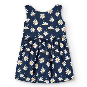 NWT Boboli navy satin dress with daisy print